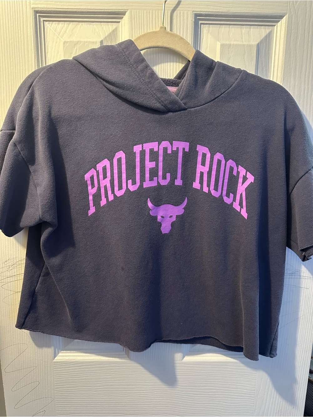 Under Armour Kids Black Hoodie with Pink PROJECT ROCK Logo
